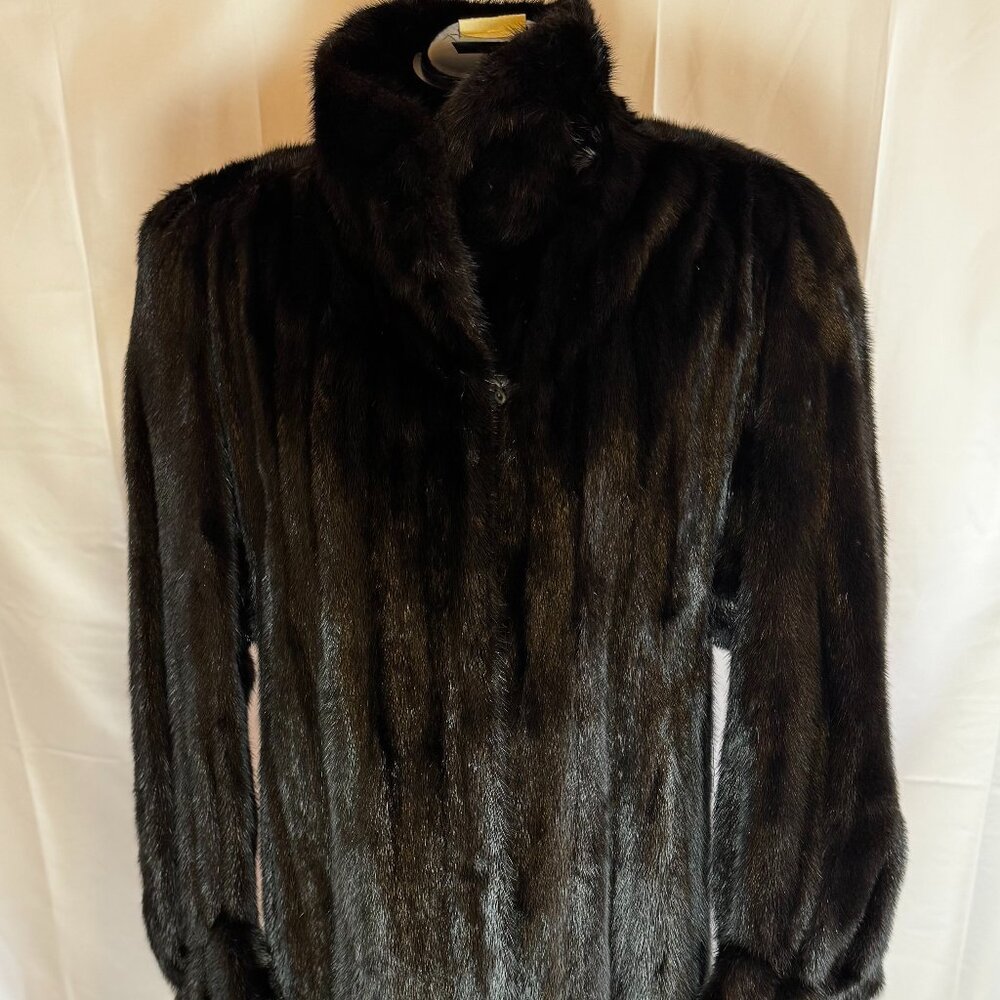 Designer Alan Cherry from Toronto Full Length Black Mink Coat Vintage Sz 8/Med